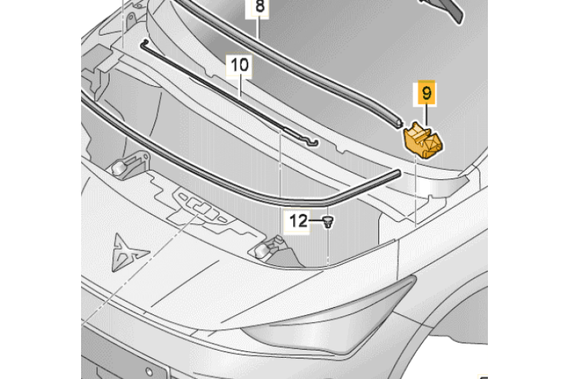 CUPRA Born demping voor waterkast - links CUPRA Born demping voor waterkast - links