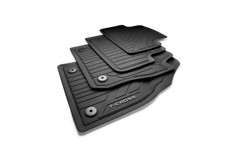 Volkswagen T-Cross rubberen mattenset met type aanduiding (voor- en achterzijde) Volkswagen T-Cross rubberen mattenset met type aanduiding (voor- en achterzijde)