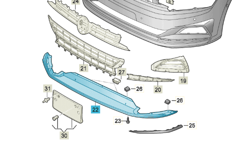 Volkswagen Polo (AW) onderspoiler - satijn zwart Volkswagen Polo (AW) onderspoiler - satijn zwart