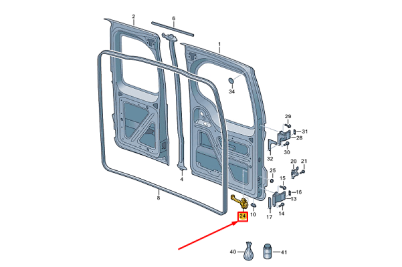 Volkswagen Caddy (SB) portiervanger Volkswagen Caddy (SB) portiervanger
