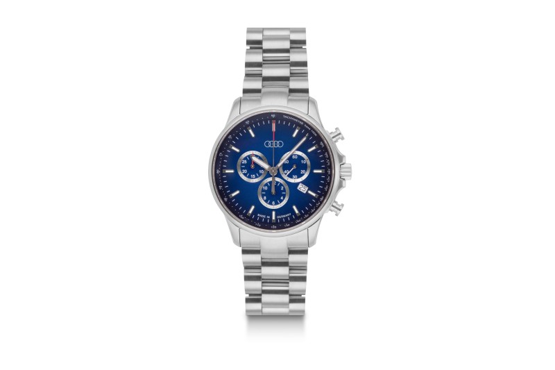 Audi chronograaf RVS (zilver/blauw) horloge