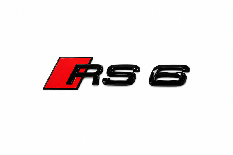 Audi RS6 embleem zwart rood achterzijde