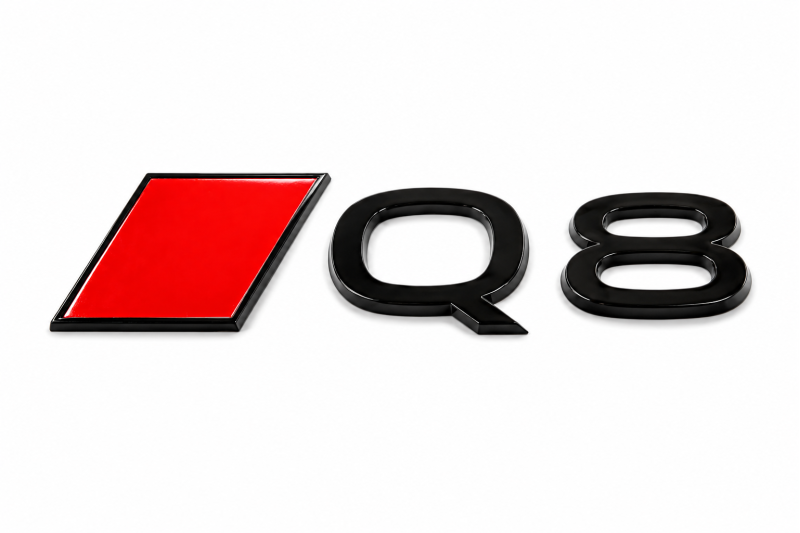 Audi Q8 (e-tron) zwart black edition embleem met ruit