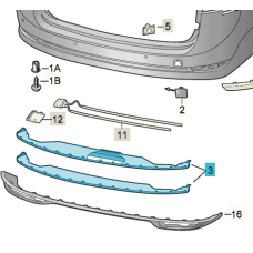 Škoda Octavia (NX) onderspoiler satijnzwart - achterbumper
