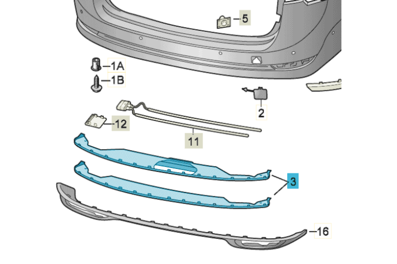 Škoda Octavia (NX) onderspoiler satijnzwart - achterbumper