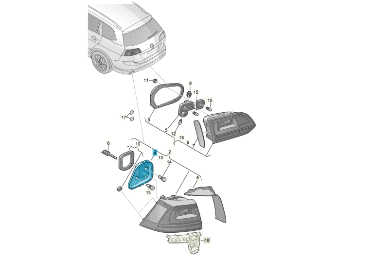 Volkswagen Golf 7 variant (5G) fitting met afdichting rechts