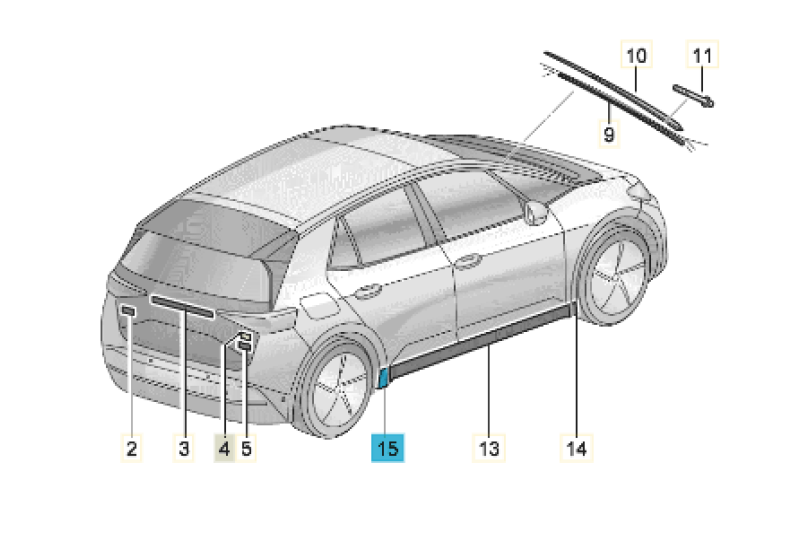 Škoda Enyaq / Elroq dorpellijst (satijnzwart) - rechts achter