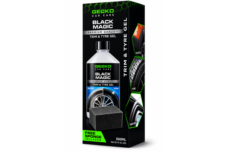 Gecko Black Magic Trim & Bandengel + Applicator Spons (300ml)