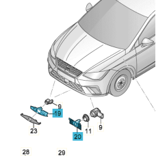 SEAT Ibiza (6F) parkeersensorhouder voorzijde - links buiten