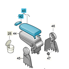 Volkswagen Polo (6R) bovenstuk middenarmleuning - palladium donker
