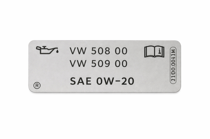 Originele Volkswagen sticker - olie volgens VW-norm