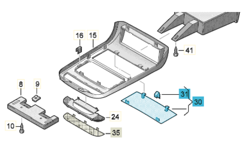 Origineel Volkswagen Transporter blinddeksel voor dakconsole (parelgrijs)
