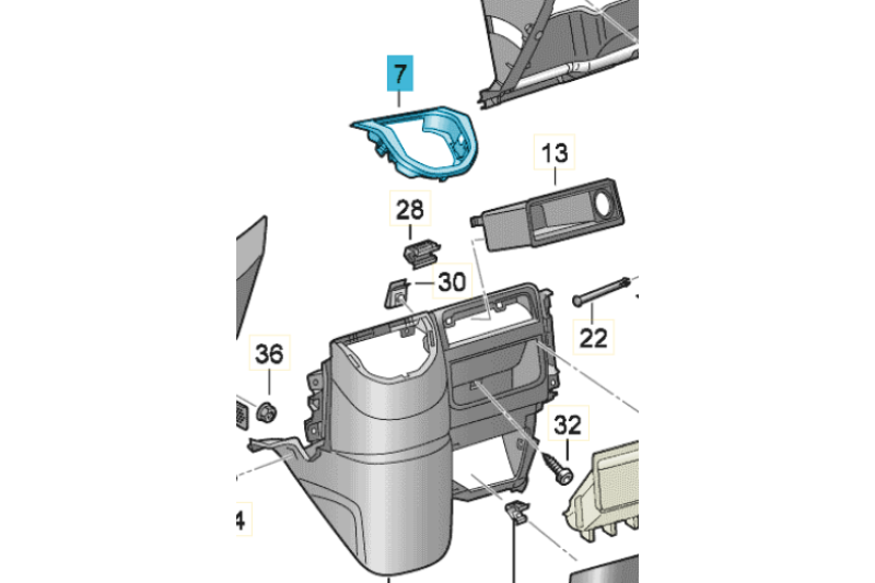 Volkswagen Transporter (T6) afdeklijst versnellingspook - titaniumzwart