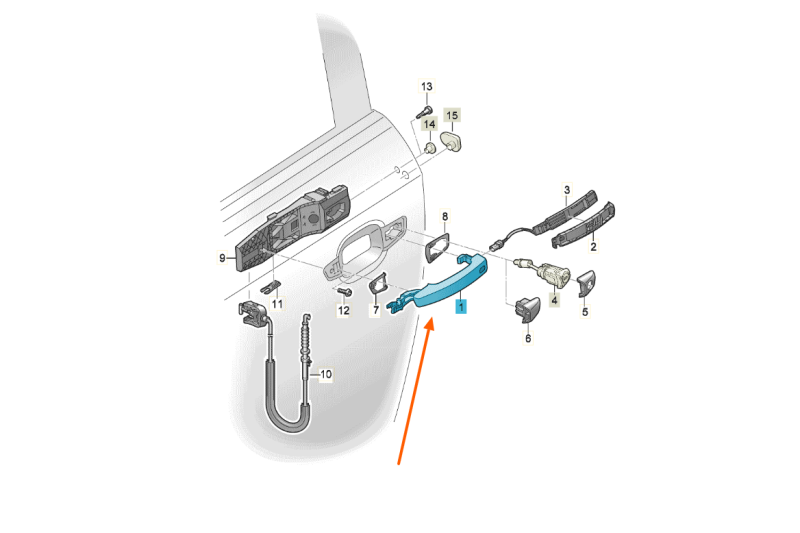 Audi A3 (8V) portiergreep buitenzijde bestuurderskant