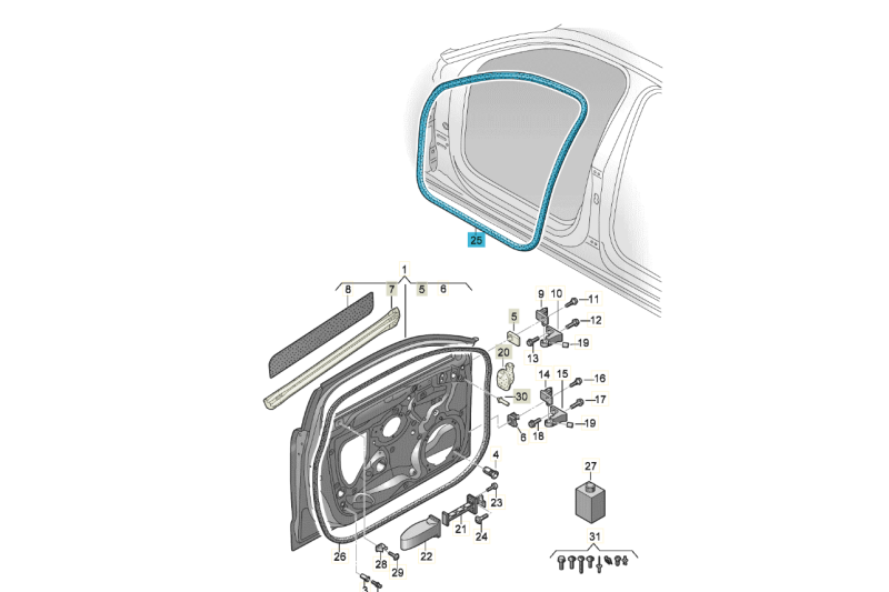 Audi A3 (8V) portierrubber (links + rechts)