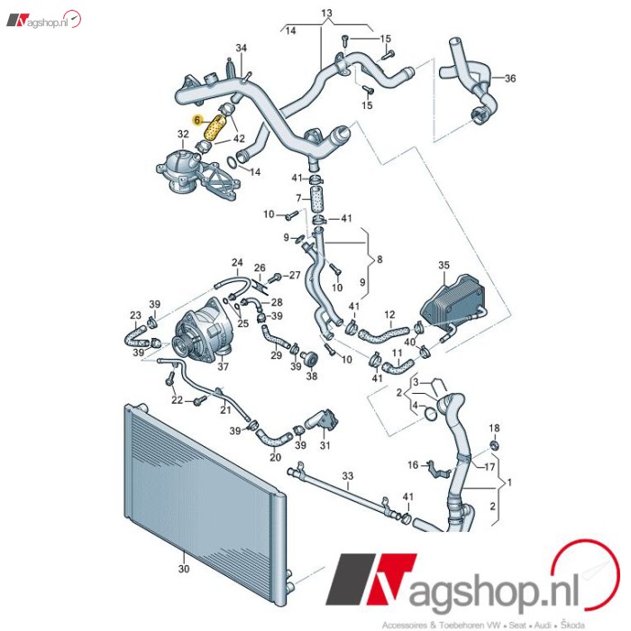 0580196 - 5Q0122157AB - Koelvloeistofslang 1.8/2.0 TFSI Benz. Audi A1 S1 A3 S3 Tt Tts Bj 13 Heden