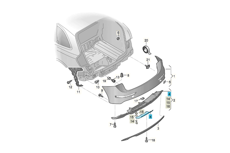 Audi Q5 (8R) afdekplaat achterbumper (platiniumgrijs) Audi Q5 (8R) afdekplaat achterbumper (platiniumgrijs)