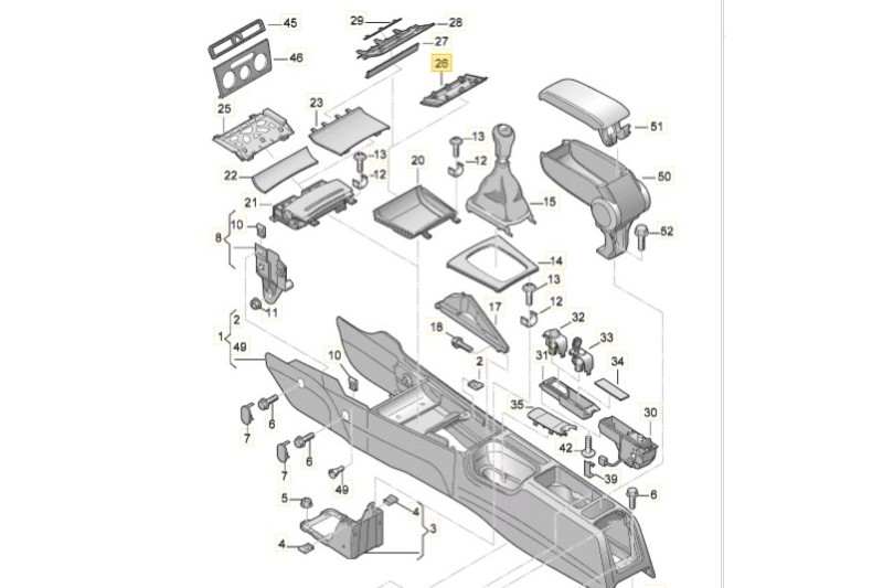 Audi A3 8P afdekking opbergvak middenconsole 