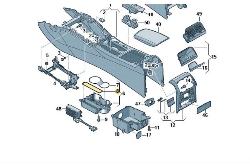 Audi A4 (B8), A5 (8T) inleg voor de middenconsole 
