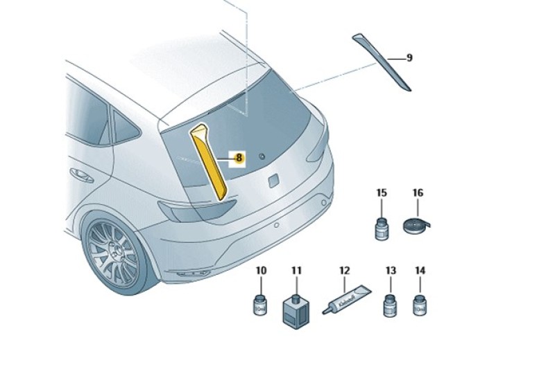 Verticale spoilerset achterklep Seat Leon 5F