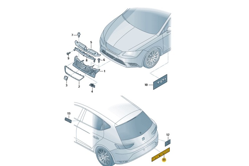SEAT Leon embleem achterzijde zwart hoogglans (letters)