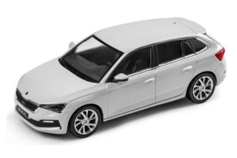 Skoda Scala schaalmodel 1:43 Maan wit/Staalgrijs