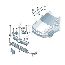 Volkswagen Golf 7 en 7.5 GTE logo grille in hoogglans zwart
