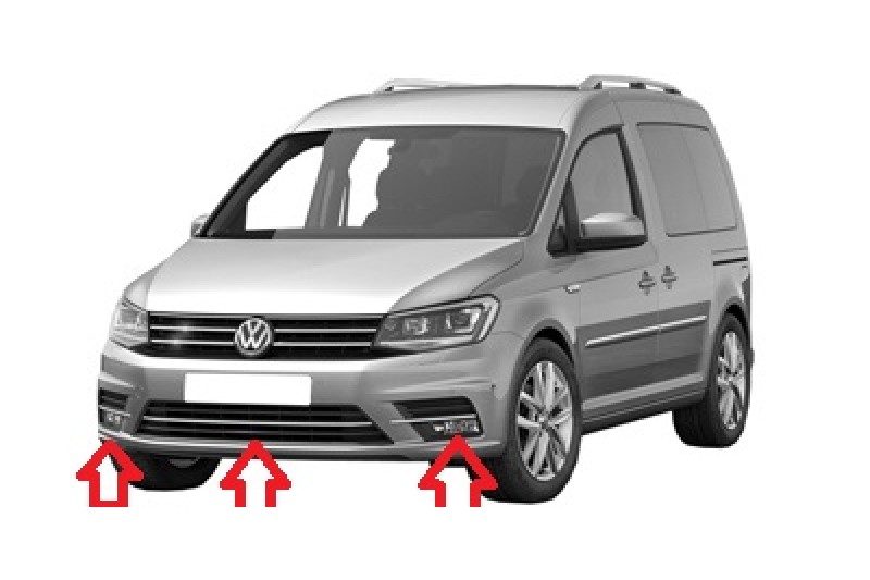 Bumper roosterset Caddy SA voor chromen lijsten