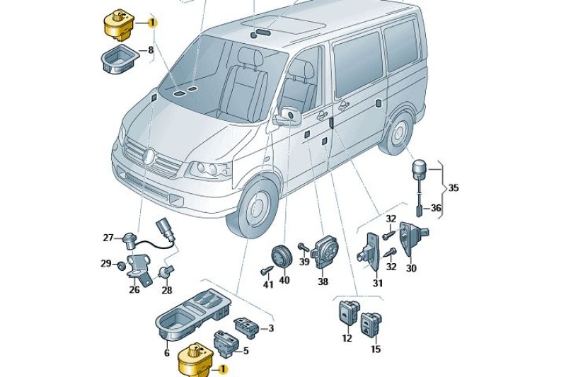 spiegelverstellingknop Transporter verwarmbaar