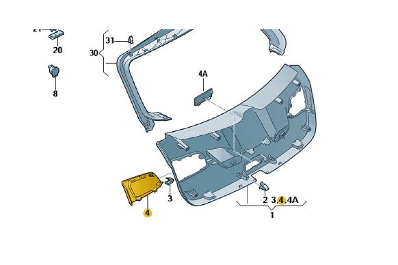Seat Leon afdekplaat voor achterlicht in de kofferklep.