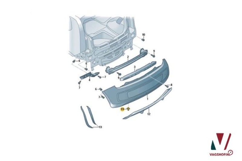 Volkswagen / SEAT / Škoda bevestigingset achterbumper