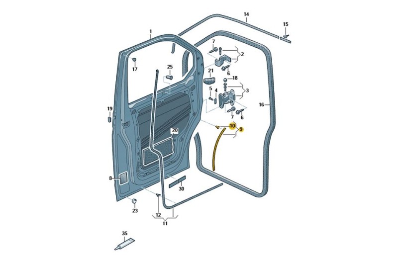 Deurrubber onderzijde Transporter T5/GP/T6