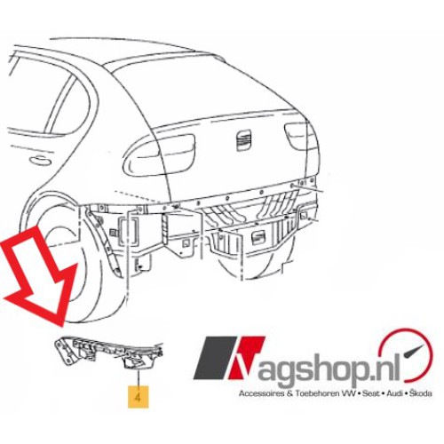 Seat Leon (1M) Achterbumper geleider - Cupra/Top Sport