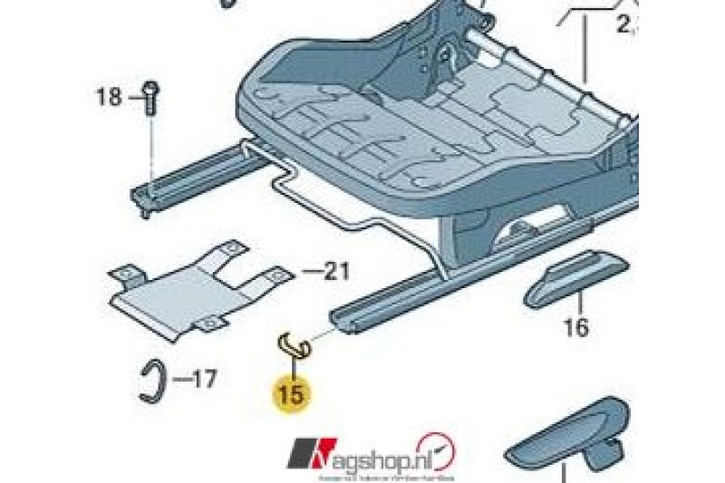Volkswagen / SEAT / Škoda eindkapje stoelgeleidingsrail zwart