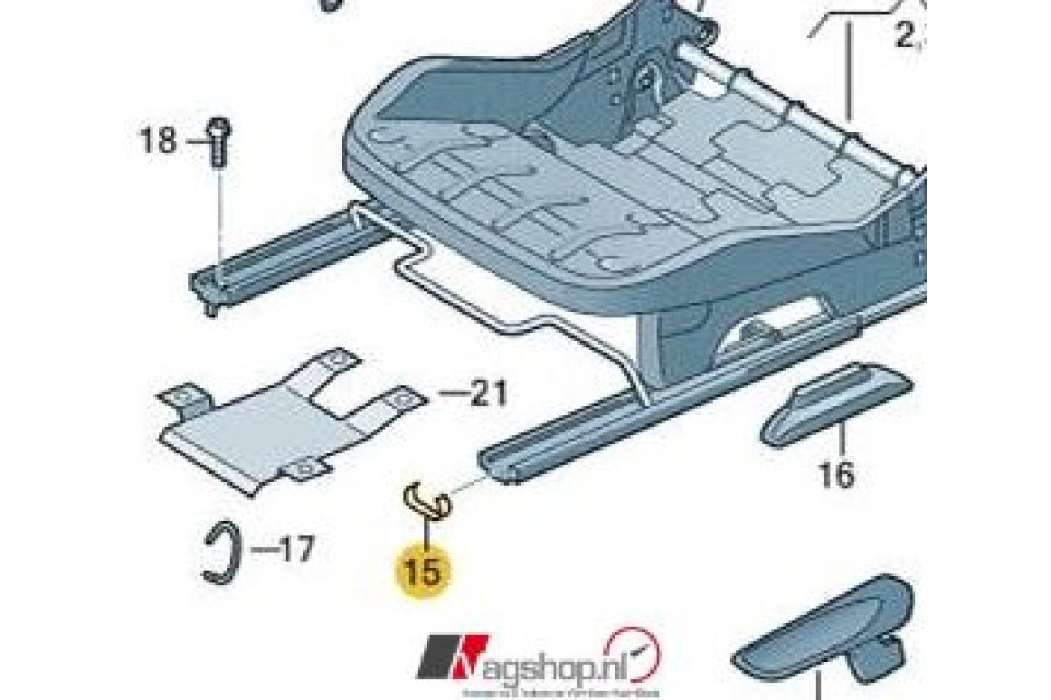 Volkswagen / SEAT / Škoda eindkapje stoelgeleidingsrail zwart