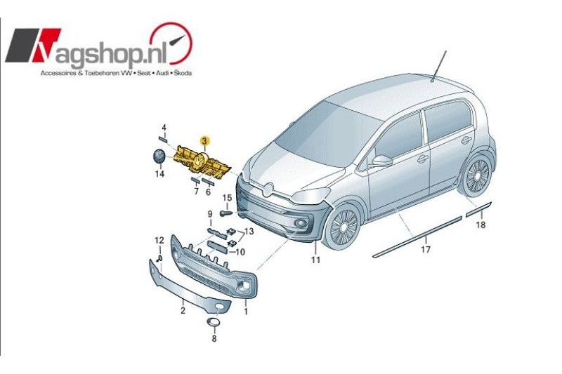 Grille voor de VW Up Facelift