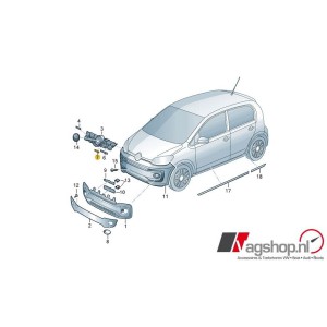 VW  Up Facelift 2016 > Chromen sierlijst in grille