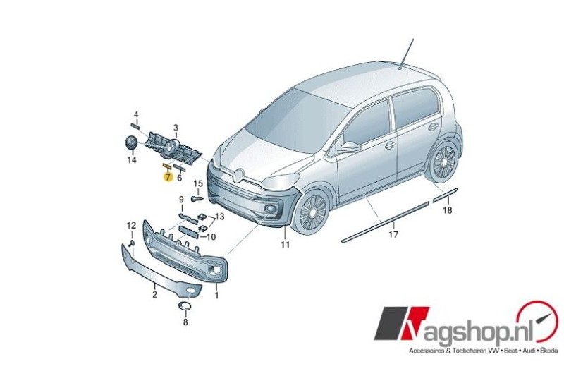 VW  Up Facelift 2016 > Chromen sierlijst in grille
