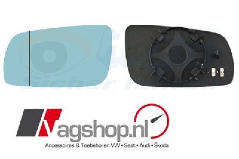 VW Golf 4/Bora Buitenspiegelglas verwarmd, Groothoek blauwe tint 