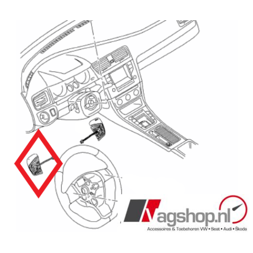 VW Tiguan (AD1 & BW2) schakelaar voor tiptronic satijnzwart/wit - Links