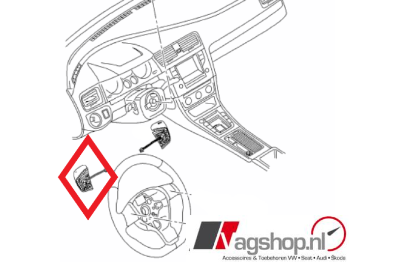 VW Tiguan (AD1 & BW2) schakelaar voor tiptronic satijnzwart/wit - Links