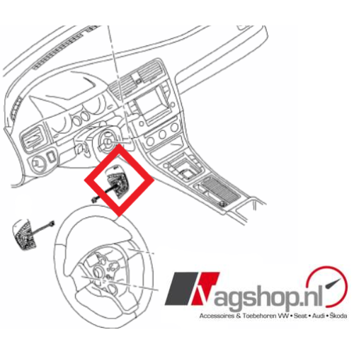 VW Tiguan (AD1 & BW2) schakelaar voor tiptronic satijnzwart/wit - Rechts