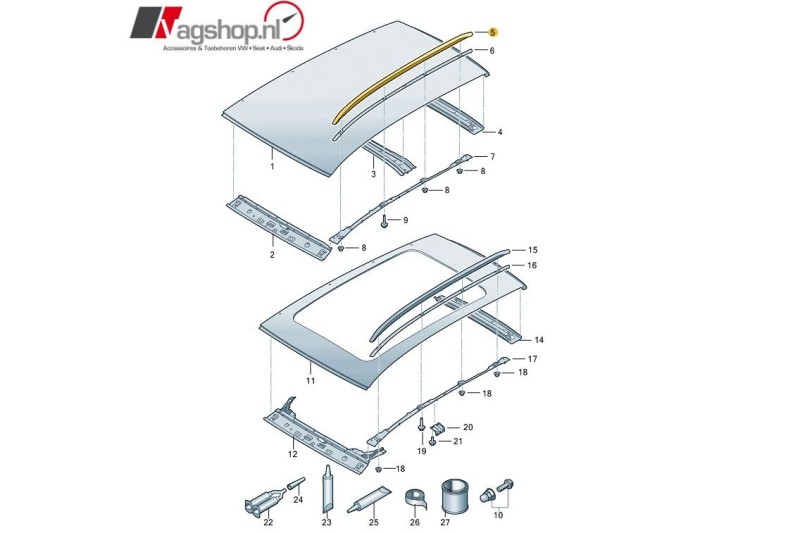 Bevestigingsset voor originele dakrails van de Seat Leon 5F ST