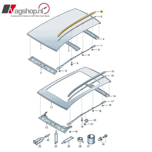 Originele Dakrailingset voor de Seat Leon ST in Chroom of Zwart