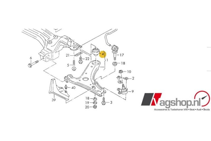 Draagarmrubber voor Volkswagen Polo 6N / Lupo / Arosa