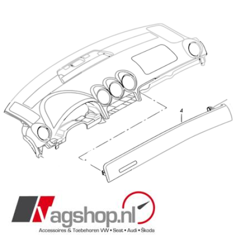 Audi A4 (B6/B7) Afdekking voor dashboard - Geborsteld aluminium 