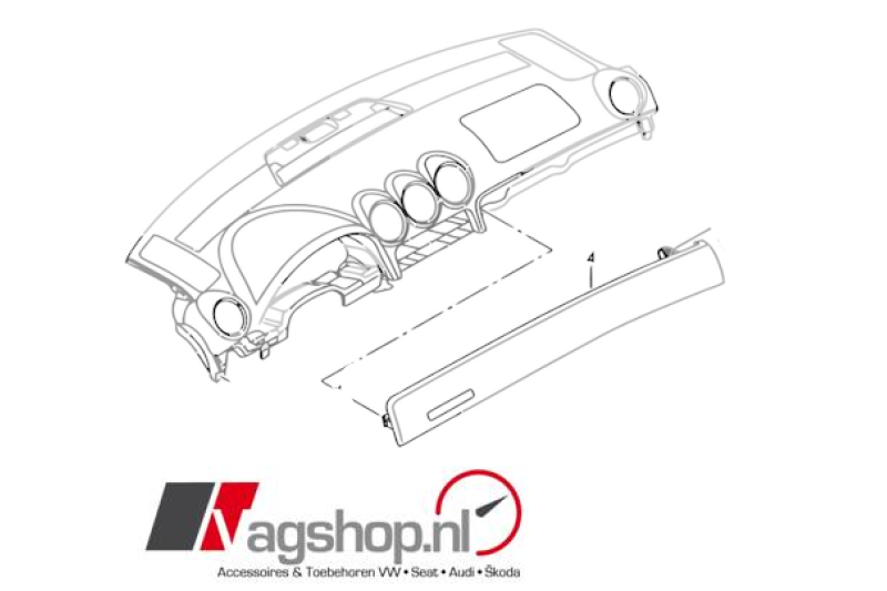 Audi A4 (B6/B7) afdekking voor dashboard (geborsteld aluminium)