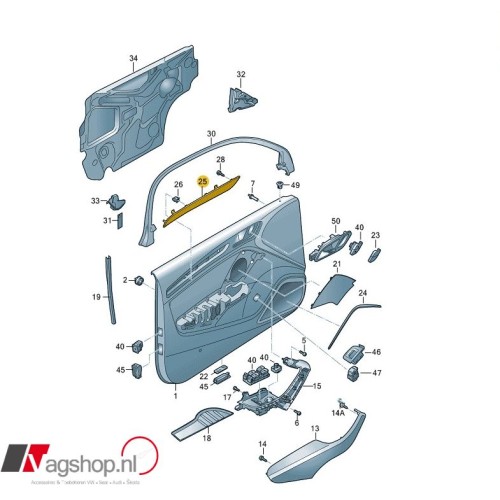 Audi A3 8V Aluminiumstrip voor in de portier 5 drs 