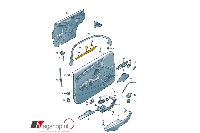 Audi A3 8V aluminiumstrip voor portier – 5-deurs