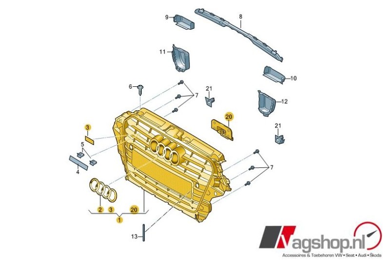 Audi A3 8V hoogglans zwarte grille